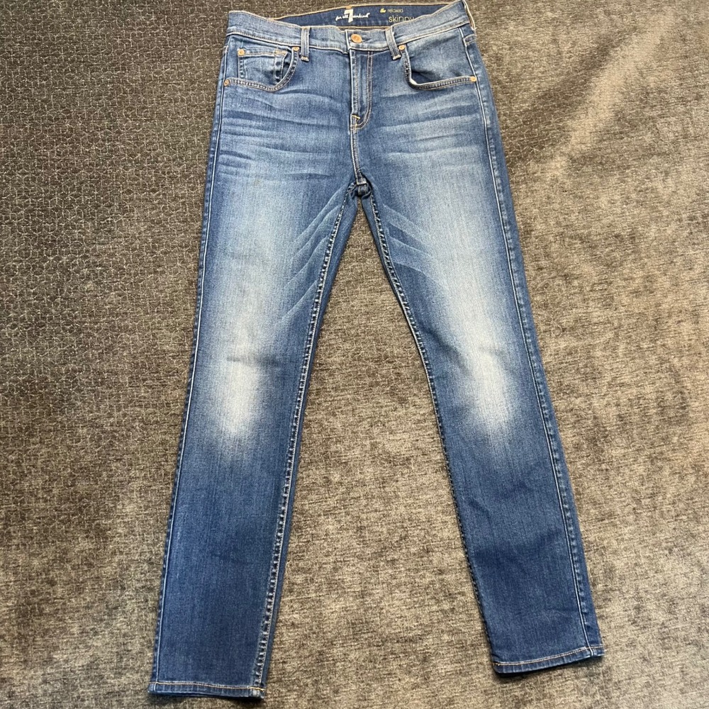 7 For All Mankind Women's Skinny Jeans in Medium Blue Wash